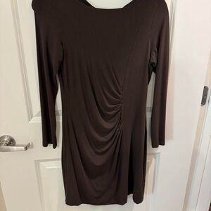 Chic Long Sleeve Brown Dress